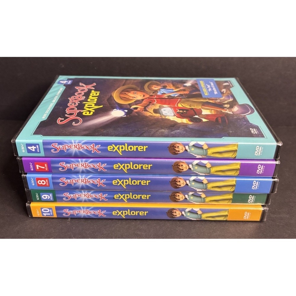5 Superbook Explorer DVDs Vols 4 7 8 9 10 Animated Series Superbook SEALED